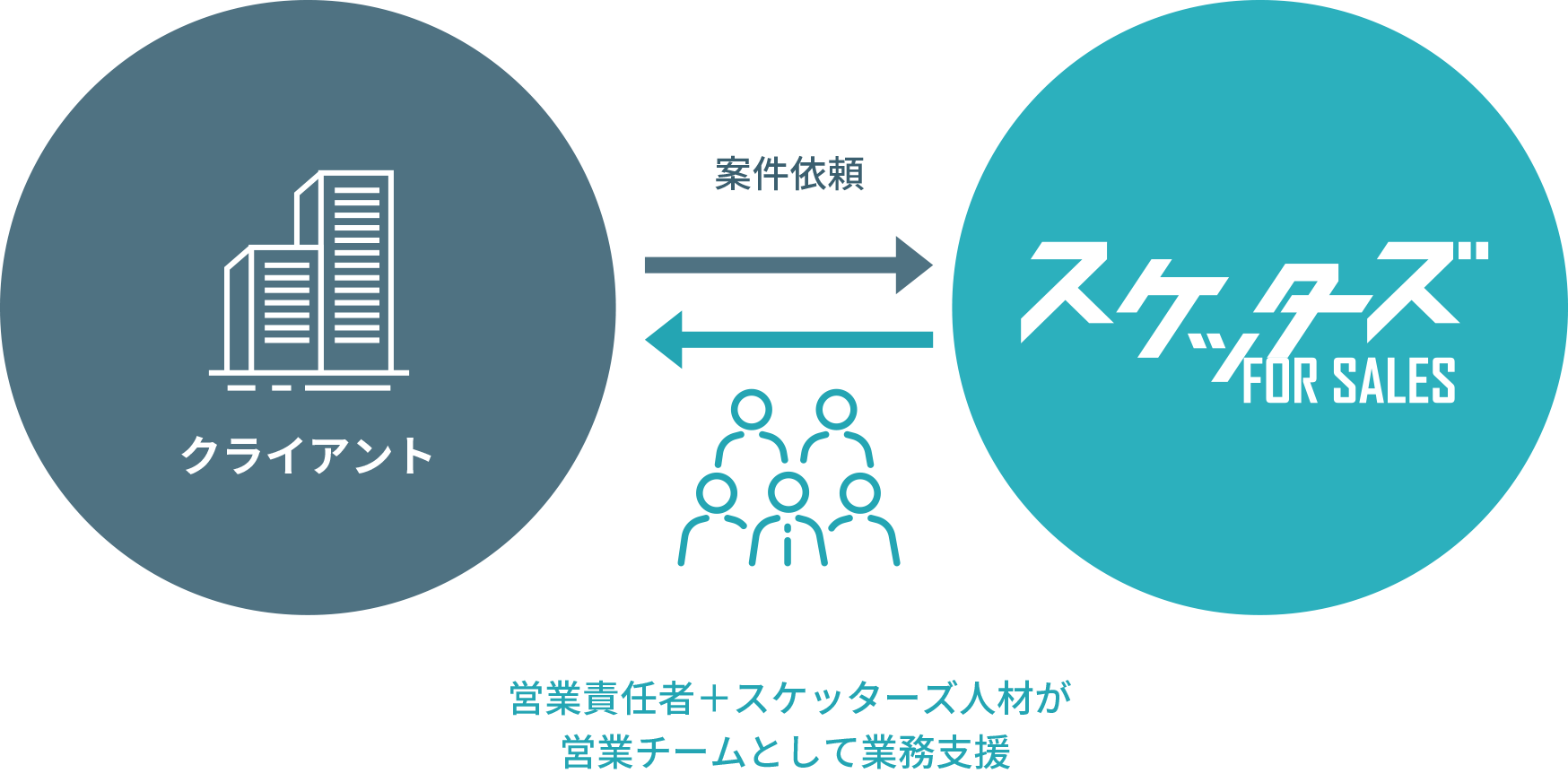 営業責任者＋スケッターズ人材が営業チームとして業務支援